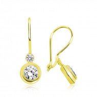 Gümüş Gold Sallantılı Tek Taş Küpe Gümüş Gold Sallantılı Tek Taş Küpe