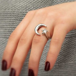 Gümüş Ay Yıldız Yüzük Gümüş Ay Yıldız Yüzük