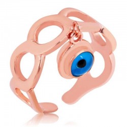 Gümüş Rose Ayarlamalı Nazar Göz Bayan Yüzük Gümüş Rose Ayarlamalı Nazar Göz Bayan Yüzük