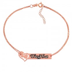 Gümüş Rose Birleşen Kalpler İsimli Bayan Bileklik Gümüş Rose Birleşen Kalpler İsimli Bayan Bileklik