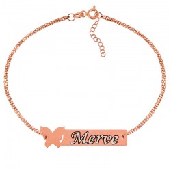 Gümüş Rose Kişiye Özel Kelebek İsimli Bayan Bileklik Gümüş Rose Kişiye Özel Kelebek İsimli Bayan Bileklik