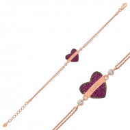 Gümüş Rose Kırmızı Kalp İsimli Bayan Bileklik Gümüş Rose Kırmızı Kalp İsimli Bayan Bileklik