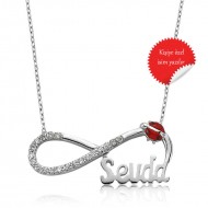 Gümüş Uğur Böcekli İsimli Sonsuzluk Bayan Kolye Gümüş Uğur Böcekli İsimli Sonsuzluk Bayan Kolye