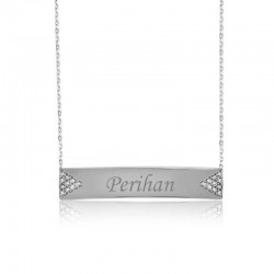 Gümüş İsimli Plaka Bayan Kolye Gümüş İsimli Plaka Bayan Kolye