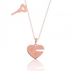 Gümüş Rose Kalbimin Anahtarı İsimli Bayan Kolye