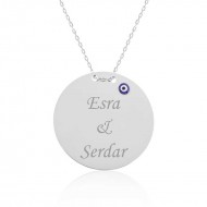 Gümüş Yuvarlak Plaka İsimli Kolye