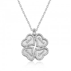 Gümüş İsimli Kapli Yonca Bayan Kolye Gümüş İsimli Kapli Yonca Bayan Kolye