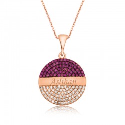 Gümüş Rose Yuvarlak İsimli Bayan Kolye