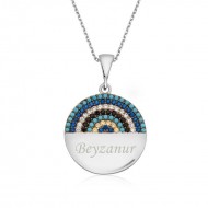 Gümüş Mavi Taşlı İsimli Bayan Kolye Gümüş Mavi Taşlı İsimli Bayan Kolye