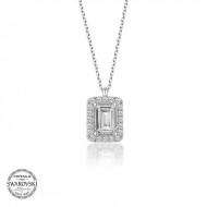 Swarovski Taşlı Gümüş Baget Bayan Kolye Swarovski Taşlı Gümüş Baget Bayan Kolye