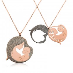 Gümüş Rose Anne ve Bebek Kolye Gümüş Rose Anne ve Bebek Kolye