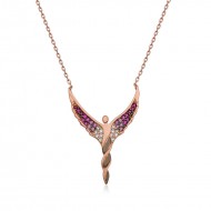 Gümüş Rose Kanatlı Melek Bayan Kolye Gümüş Rose Kanatlı Melek Bayan Kolye