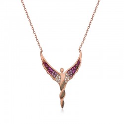 Gümüş Rose Kanatlı Melek Bayan Kolye Gümüş Rose Kanatlı Melek Bayan Kolye