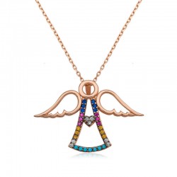 Gümüş Rose Kalpli Melek Bayan Kolye Gümüş Rose Kalpli Melek Bayan Kolye