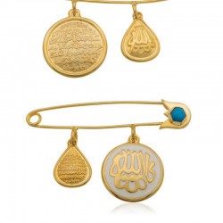 Gümüş Çift Taraflı Maşallah Ayetel Kürsi Bebek İğnesi Gümüş Çift Taraflı Maşallah Ayetel Kürsi Bebek İğnesi