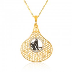 Gümüş Gold Tuğra Bayan Kolye Gümüş Gold Tuğra Bayan Kolye