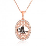 Gümüş Rose Osmanlı Tuğralı Bayan Kolye