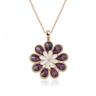 Gümüş Rose Erguvan Çiçeği Kolye Gümüş Rose Erguvan Çiçeği Kolye