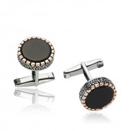 Gümüş Onix Taşlı Yuvarlak Kol Düğmesi Gümüş Onix Taşlı Yuvarlak Kol Düğmesi