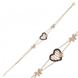 Gümüş Rose Kalpli Kelebek Bayan Bileklik Gümüş Rose Kalpli Kelebek Bayan Bileklik