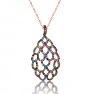 Gümüş Rose Renkli Bayan Kolye Gümüş Rose Renkli Bayan Kolye