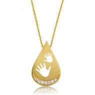 Gümüş Gold Bebek Elleri Bayan Kolye Gümüş Gold Bebek Elleri Bayan Kolye