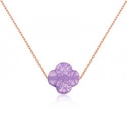 Gümüş Mor Yonca Bayan Kolye Gümüş Mor Yonca Bayan Kolye