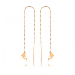 Gümüş Zincirli Yunus Balığı Küpe