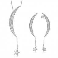 Gümüş Zincirli Ay Yıldız Bayan Set Gümüş Zincirli Ay Yıldız Bayan Set