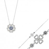 Gümüş Kalpli Yonca Bayan Set Gümüş Kalpli Yonca Bayan Set