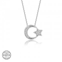 Swarovski Taşlı Gümüş Ayyıldız Bayan Kolye