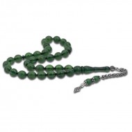 Gümüş Püsküllü Yeşil Toz Kehribar Tesbih Gümüş Püsküllü Yeşil Toz Kehribar Tesbih