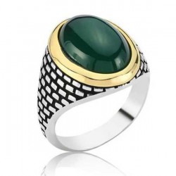 Gümüş Yeşil Akik Yüzük Gümüş Yeşil Akik Yüzük