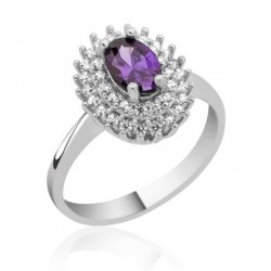 Gümüş Mor Taşlı Bayan Yüzük Gümüş Mor Taşlı Bayan Yüzük