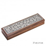 Gümüş Çiçek Desenli Ahşap Tesbih Kutusu Gümüş Çiçek Desenli Ahşap Tesbih Kutusu