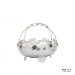 Çiçek Motifli Gümüş Sepet Çiçek Motifli Gümüş Sepet