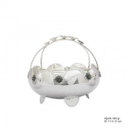 Çiçek Motifli Gümüş Sepet Çiçek Motifli Gümüş Sepet