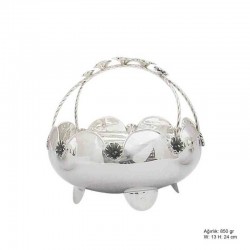 Çiçek Motifli Gümüş Sepet Çiçek Motifli Gümüş Sepet