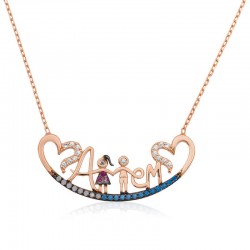 Gümüş Rose Annem Yazılı Bayan Kolye Gümüş Rose Annem Yazılı Bayan Kolye