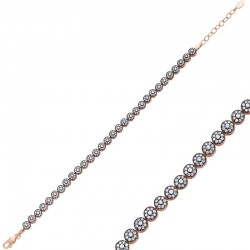 Gümüş Rose Taşlı Su Yolu Bayan Bileklik Gümüş Rose Taşlı Su Yolu Bayan Bileklik