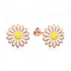 Gümüş Papatya Çivili Küpe