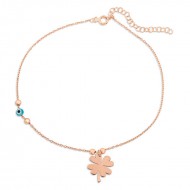 Gümüş Rose Nazar Boncuklu Yonca Halhal Gümüş Rose Nazar Boncuklu Yonca Halhal