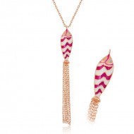 ​Gümüş Rose Püsküllü Balık Kolye