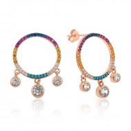 Gümüş Renkli Taşlı Daire Bayan Küpe Gümüş Renkli Taşlı Daire Bayan Küpe