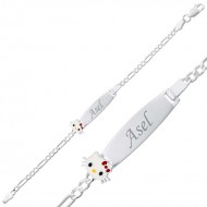 Gümüş Kedi Plaka Çocuk Bileklik Gümüş Kedi Plaka Çocuk Bileklik