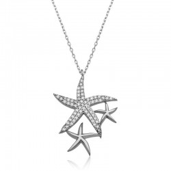​Gümüş Beyaz Deniz Yıldızları Bayan Kolye