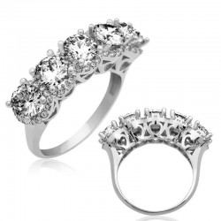 Gümüş Kalp Montür Beş Taş Yüzük Gümüş Kalp Montür Beş Taş Yüzük