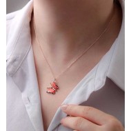 Gümüş Rose Kırmızı Kelebek Kolye Gümüş Rose Kırmızı Kelebek Kolye