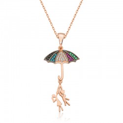 Gümüş Şemsiye Tutan Aşıklar Kolye Gümüş Şemsiye Tutan Aşıklar Kolye