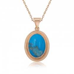 Gümüş Turkuaz Taşlı Bayan Kolye Gümüş Turkuaz Taşlı Bayan Kolye